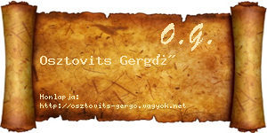 Osztovits Gergő névjegykártya